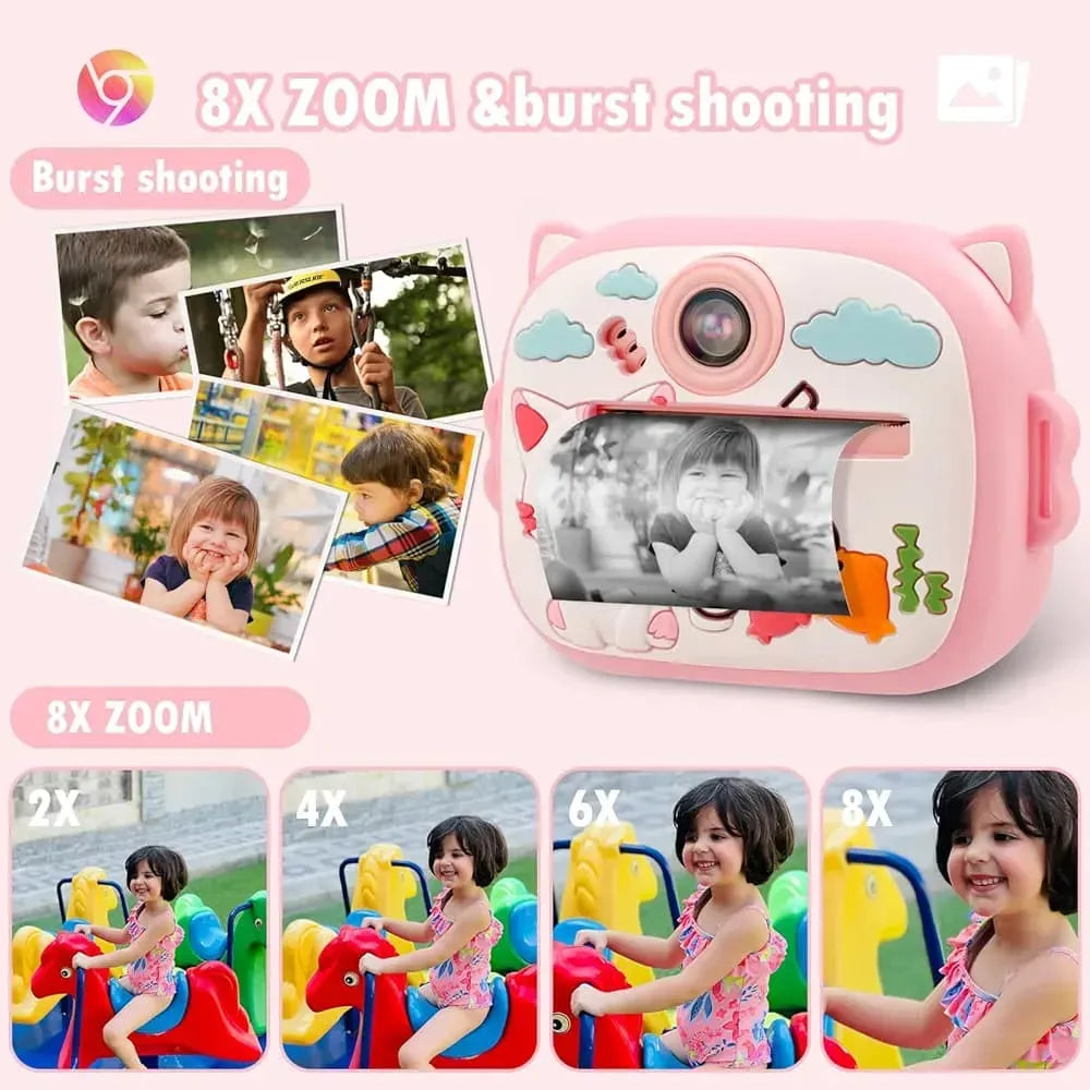 Digital Mini Camera for Kids That Can Prints with Bunny Theme Silicon Case | Fun Instant