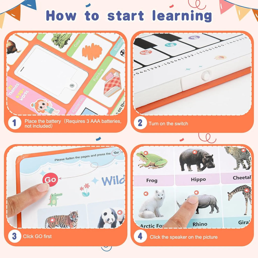 4 In 1 First English Word Talking Book Set For Kids