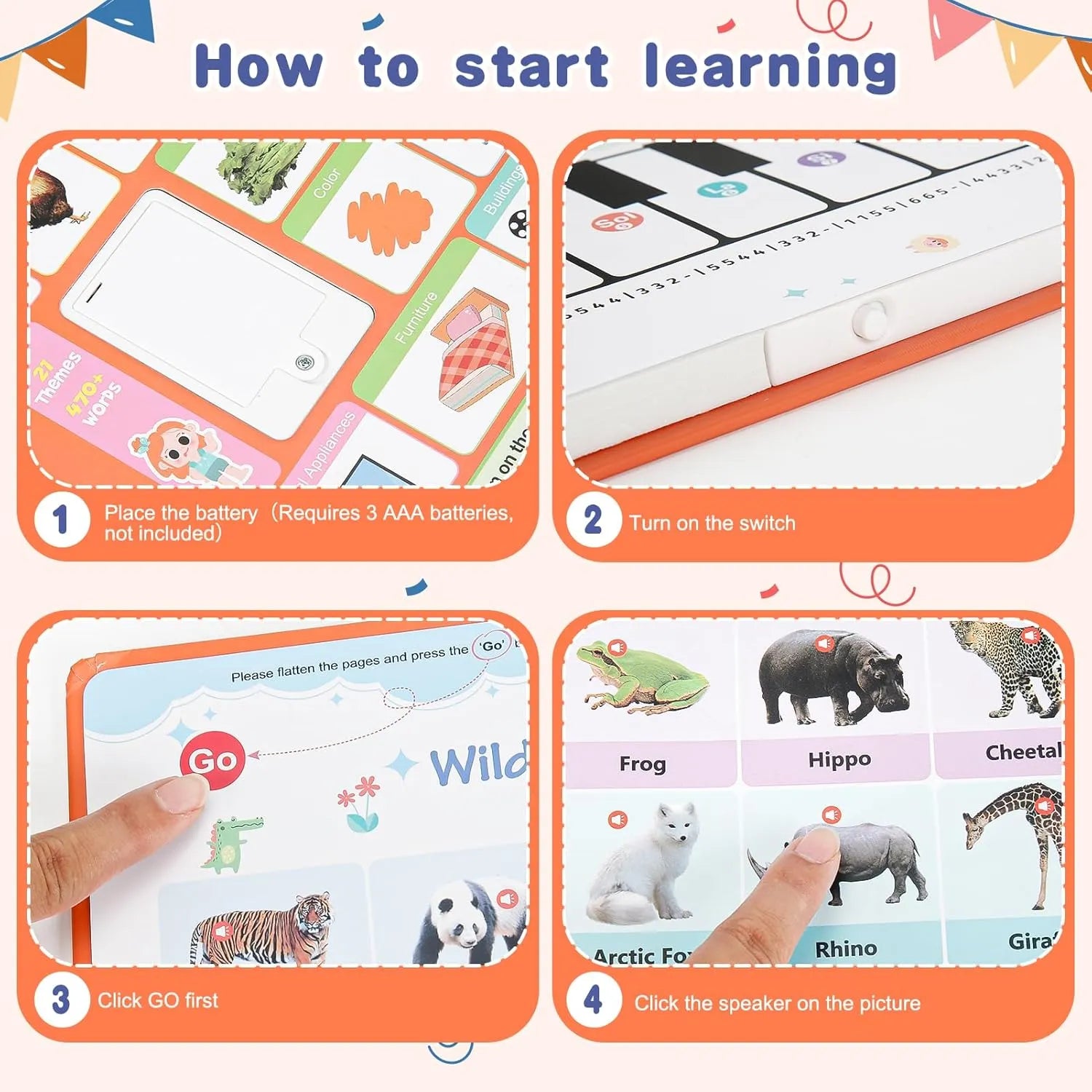 4 In 1 First English Word Talking Book Set For Kids