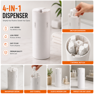 4-in-1 Travel Liquid Dispenser Split Bottle