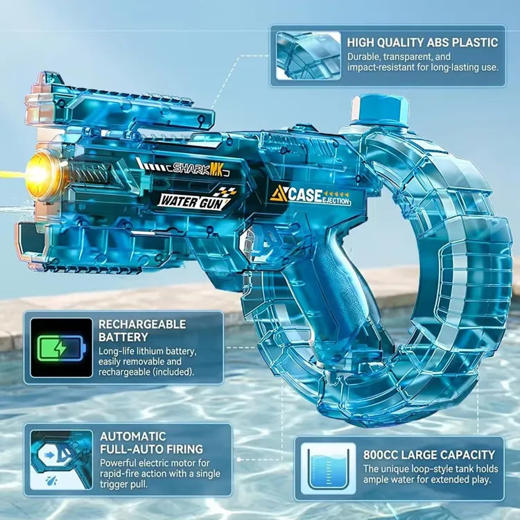 Automatic Squirt Gun Blaster 26-32ft Long Range LED Water Shooting Toy
