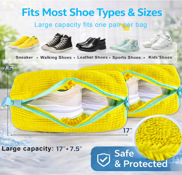 Shoe Washing Bags – 2-Pack | 360° Deep Clean | Protect Shoes & Washer