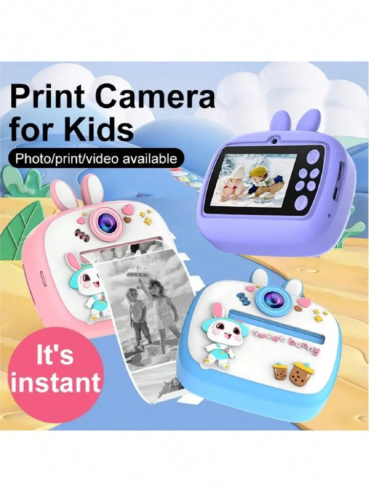 Digital Mini Camera for Kids That Can Prints with Bunny Theme Silicon Case | Fun Instant