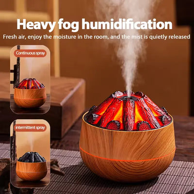 Simulated Charcoal Fire Humidifier Silent Ultrasonic