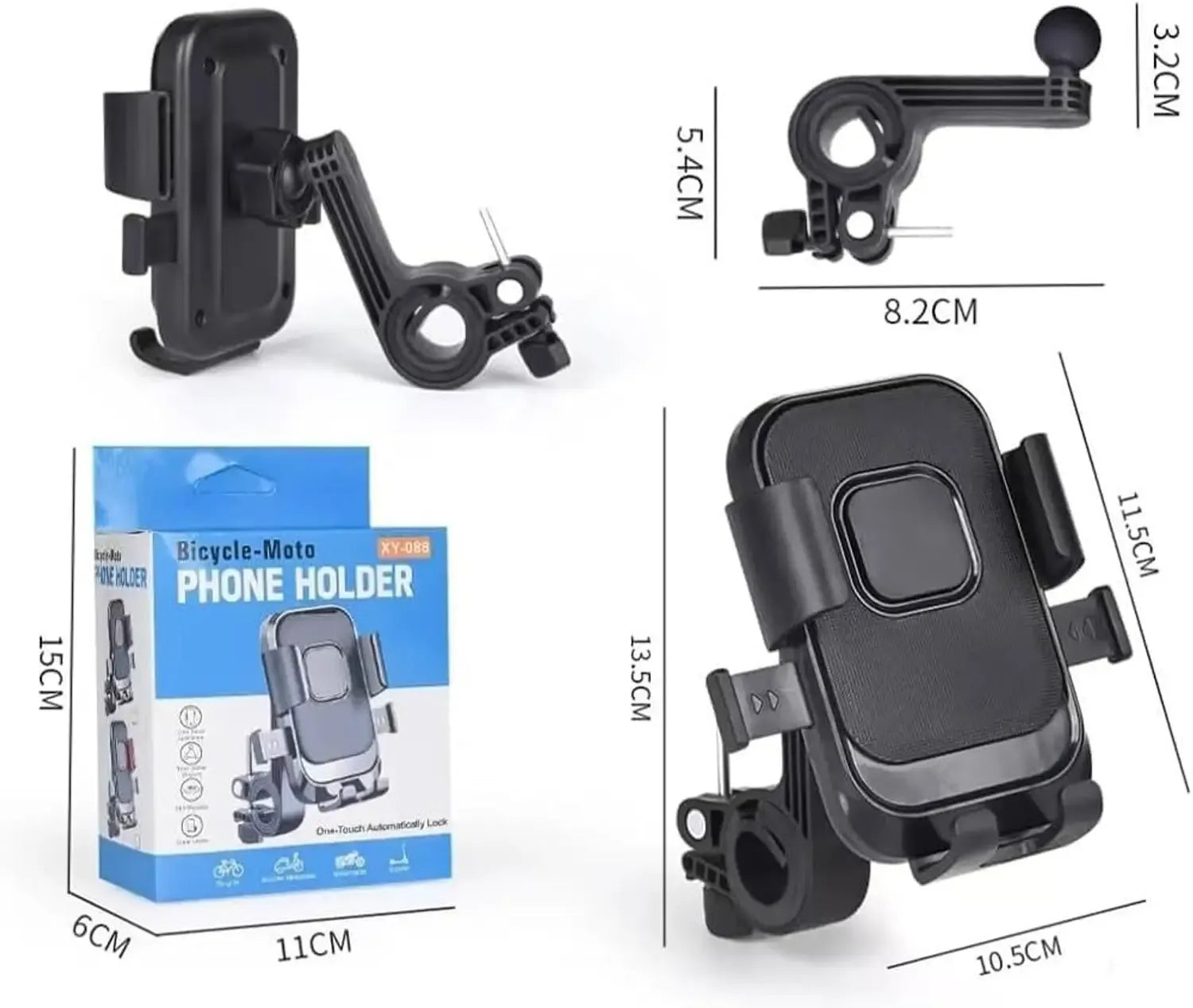 RGV XY88 Motorcycle Bike Phone Mobile Mount Holder Handlebar Fitting Bike Mobile Holder (Black)