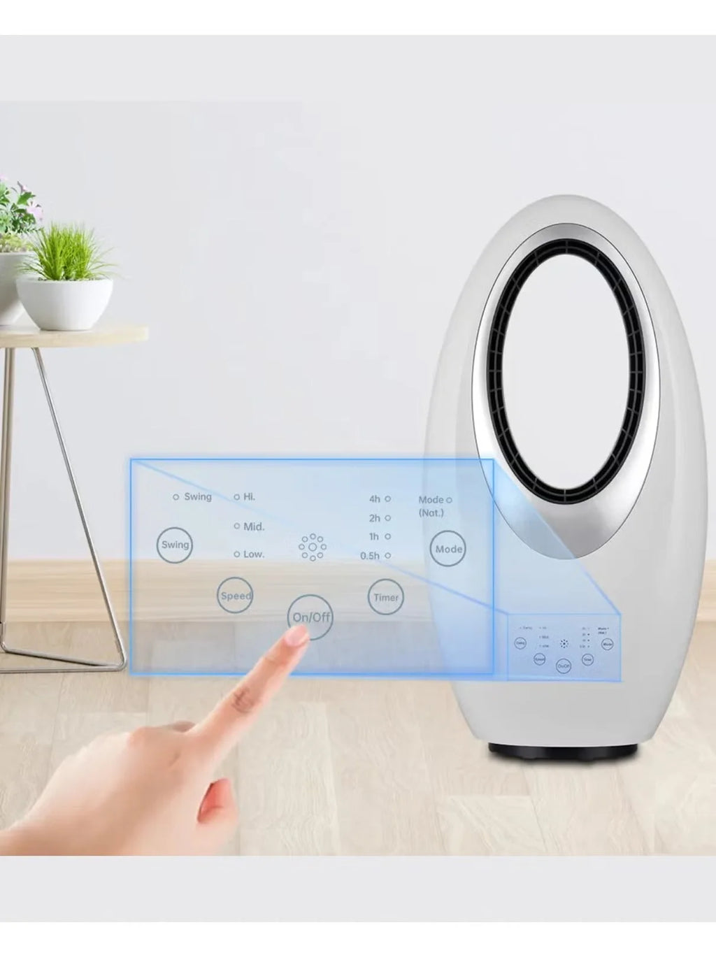 Bladeless Fan Table Fan With 4 LED Night Light Rechargeable Battery 3
