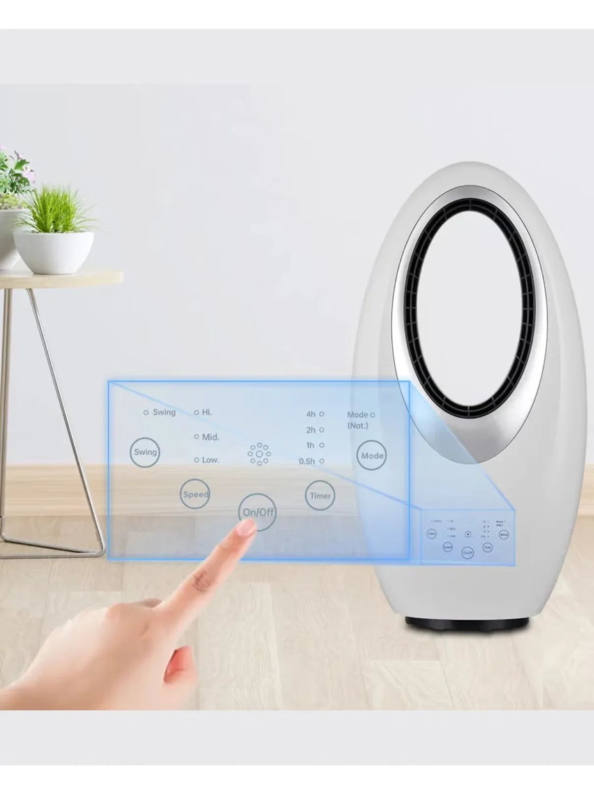 Bladeless Fan Table Fan With 4 LED Night Light Rechargeable Battery 3